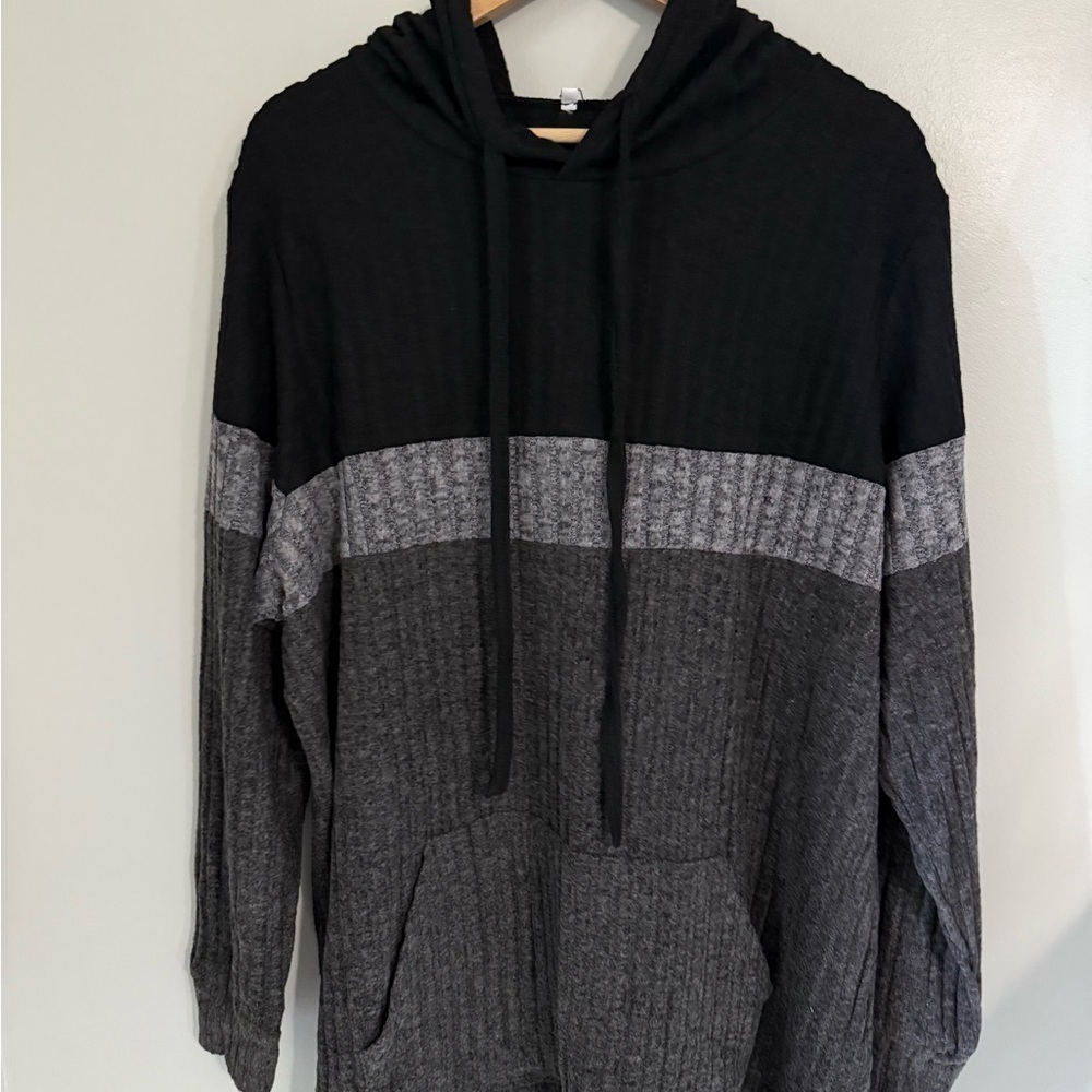 Men’s Black and Gray Hooded Sweater - Picture 2 of 8